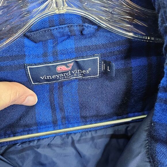 Vineyard Vines Blue Plaid Lined Flannel Jacket Size Large - Picture 4 of 8